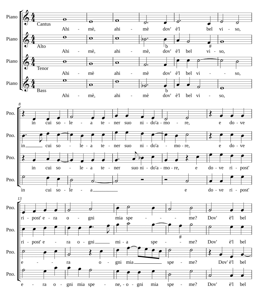 Ах, где же прекрасное лицо (Ahimè dov'è'l bel viso)