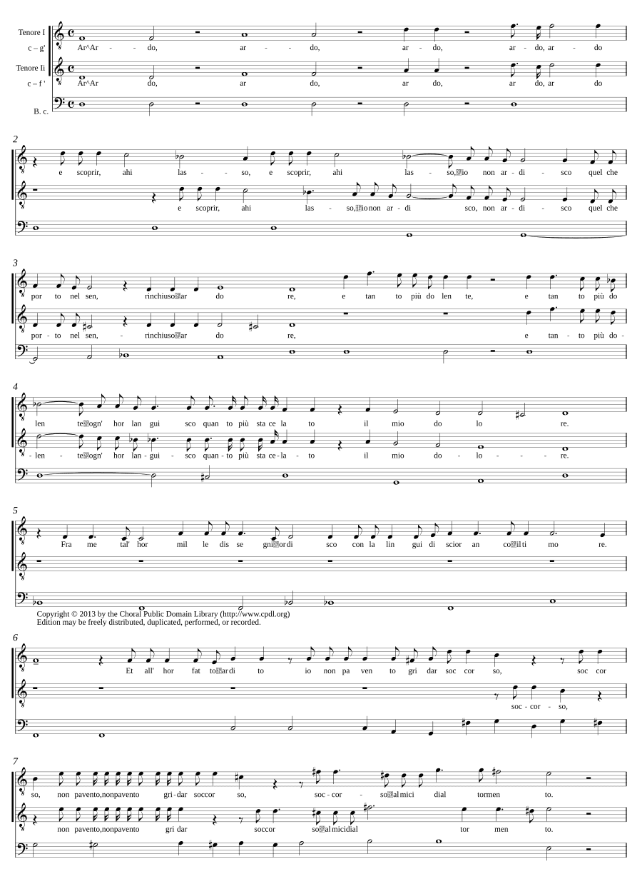 Горю и открываю, увы, не смею (Ardo e scoprir, ahi lasso, io non ardisco)