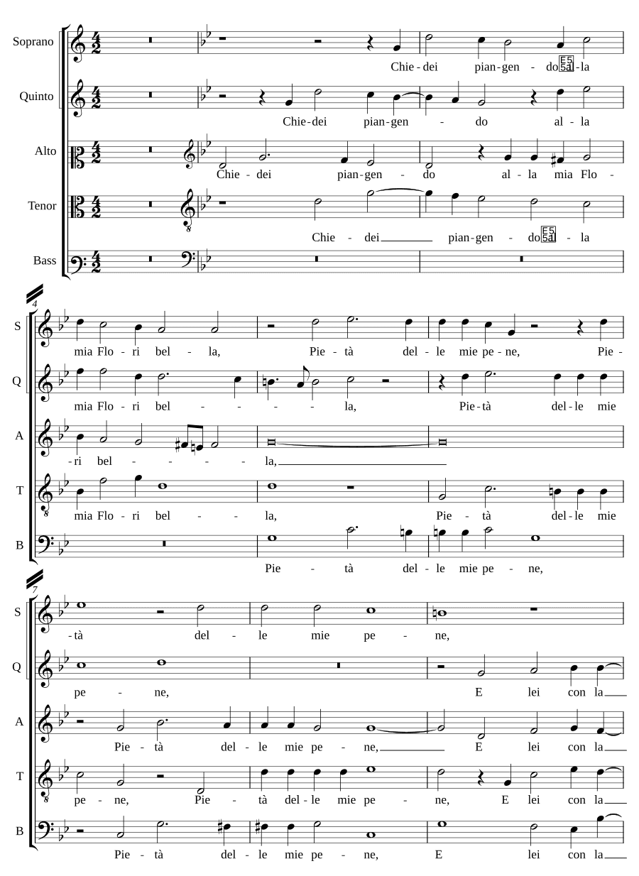Я просил, плача, мою прекрасную Флори (Chiedei piangendo alla mia Flori bella)