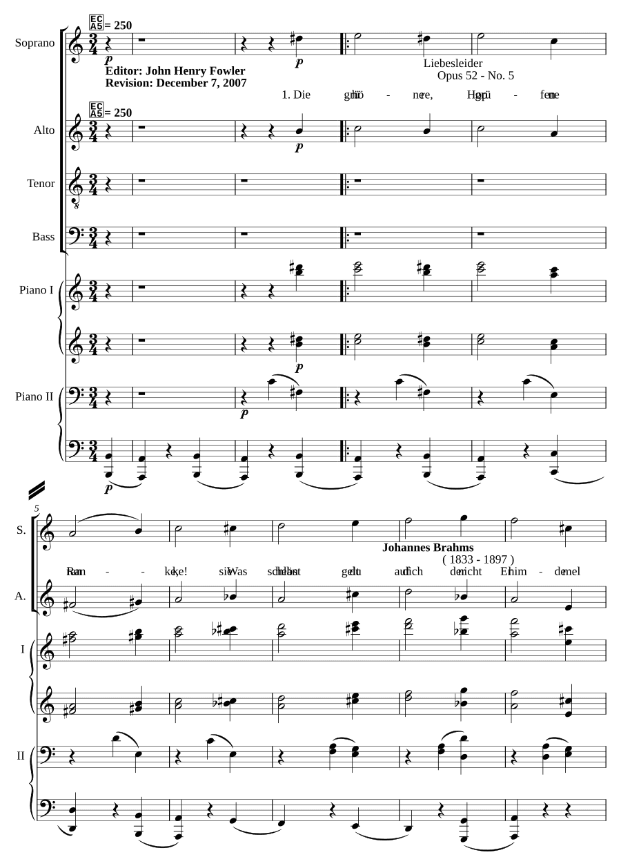 Зеленый хмель (Die grüne Hopfenranke). Песня, соч. 52, № 5