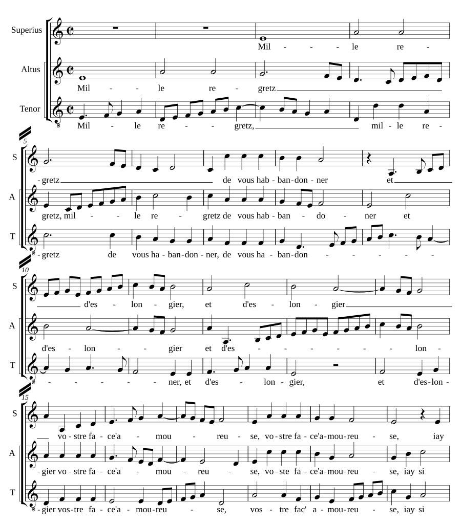 Тысяча сожалений в 3 голоса (Mille regretz a 3)