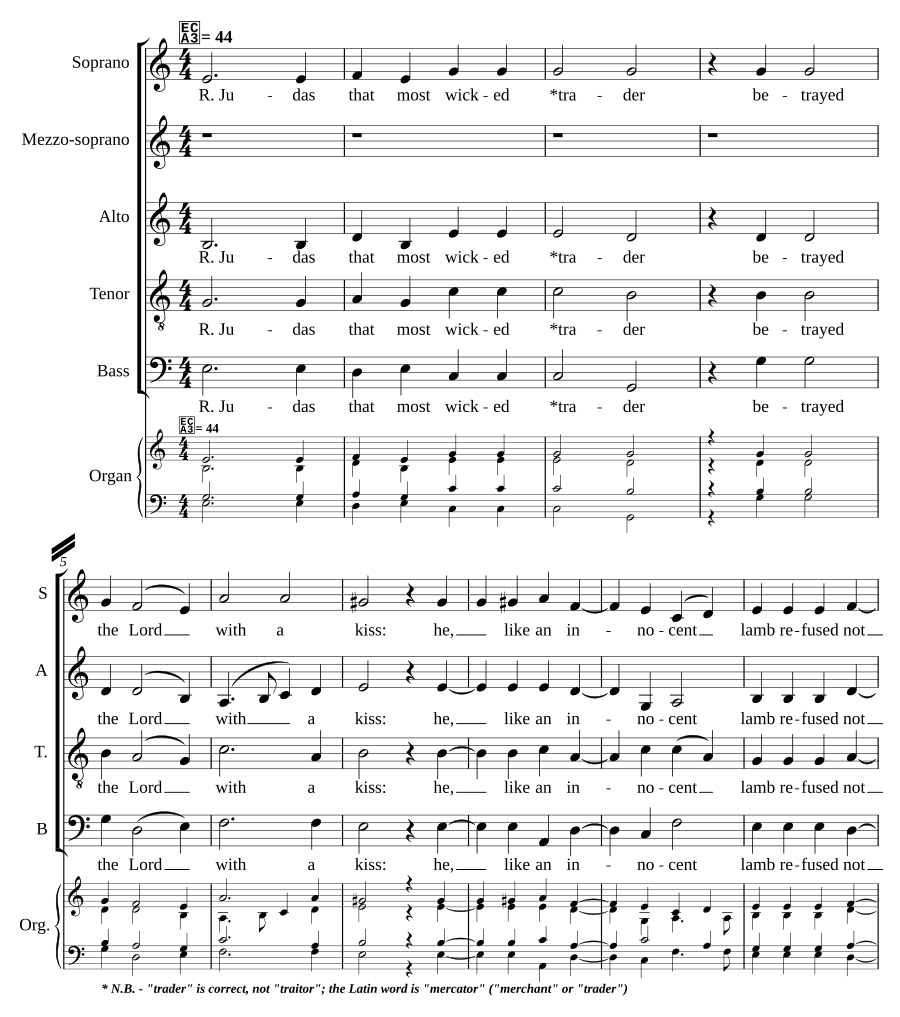 Иуда, самый злой торговец (Judas, that most wicked trader). Марко Антонио Индженьери. Вокал, орган