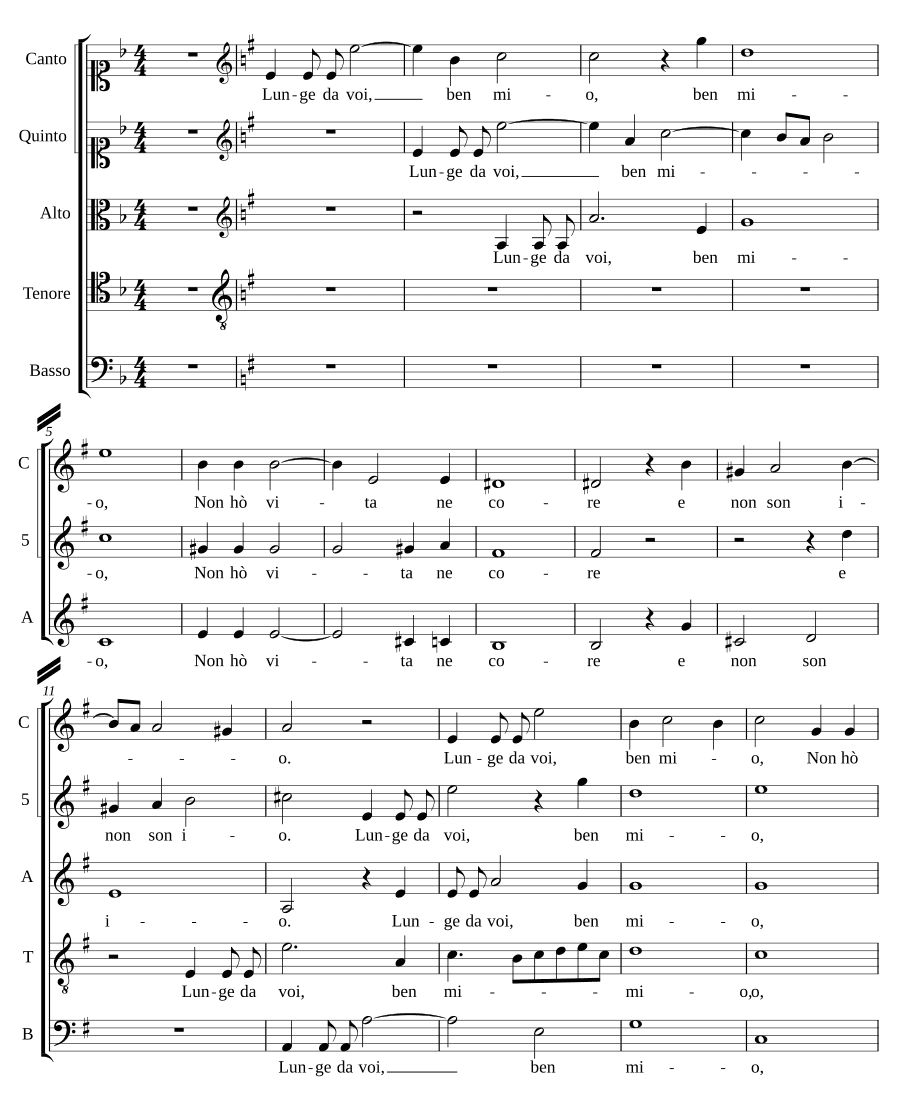 Далеко от тебя, мой милый (Lunge da voi ben mio)