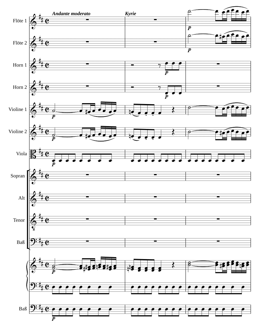 Месса № 4 ре мажор (Missa No. 4 in D Major). Для вокала, флейты и скрипки