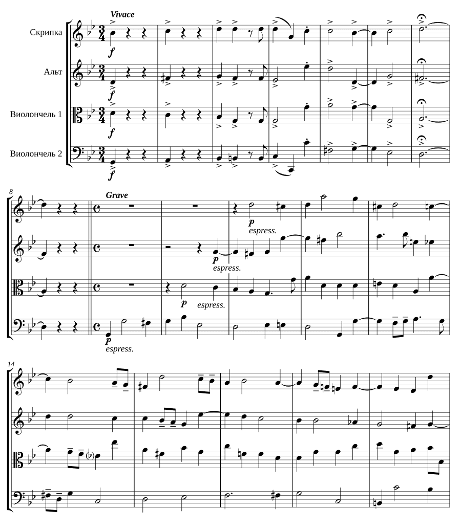 «Рождественский концерт», Concerto grosso Op. 6 №8 (переложение для струнного квартета)