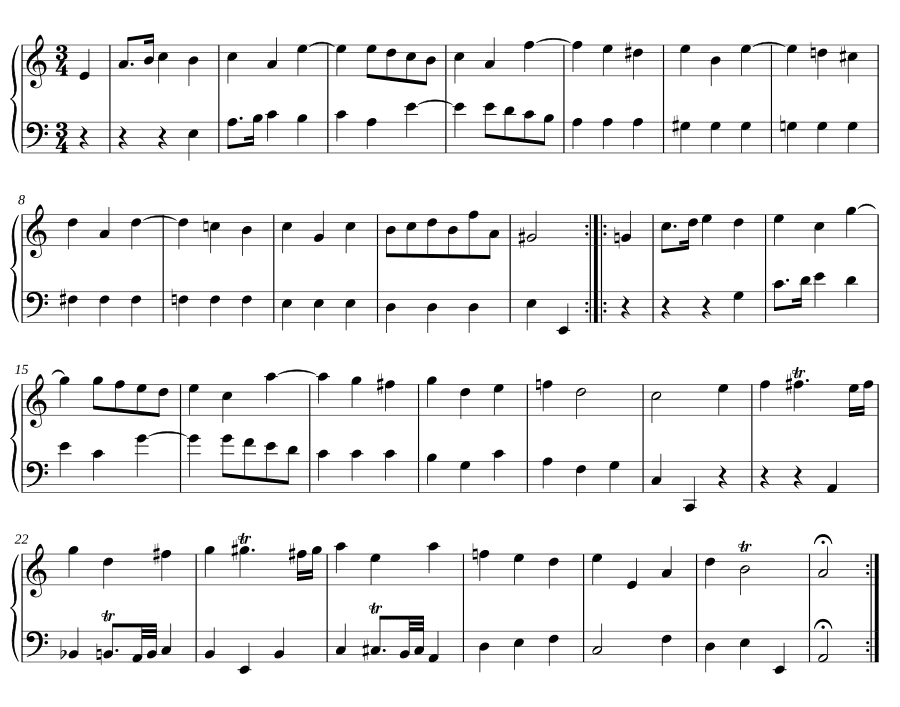 Менуэт ля минор, BWV Anh. 120