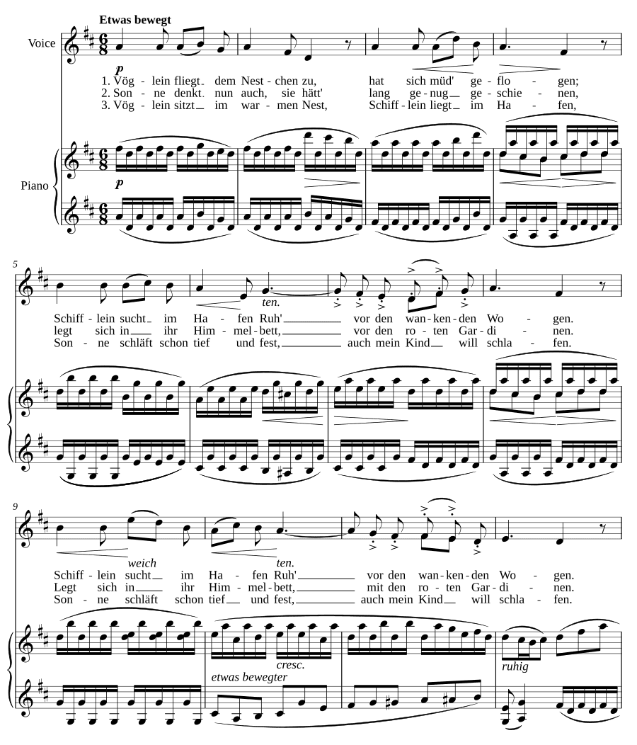 Колыбельная (Wiegenlied). 6 песен, соч. 1