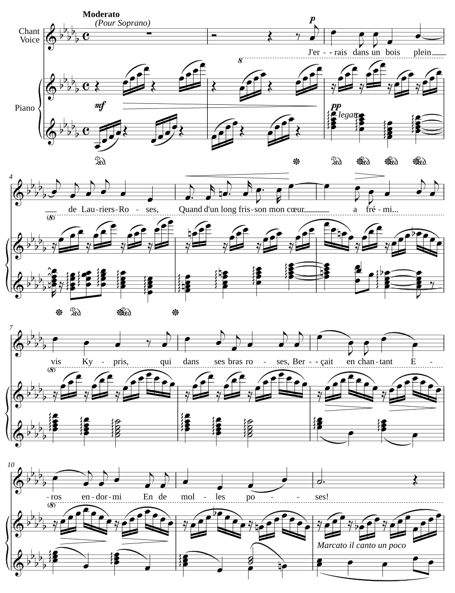 Колыбельная Киприды (Kypris berceuse). Мелодии для фортепиано и голоса