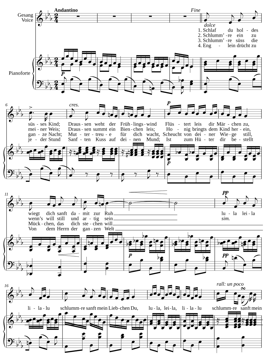 Колыбельная (Wiegenlied). 6 песен, соч. 15