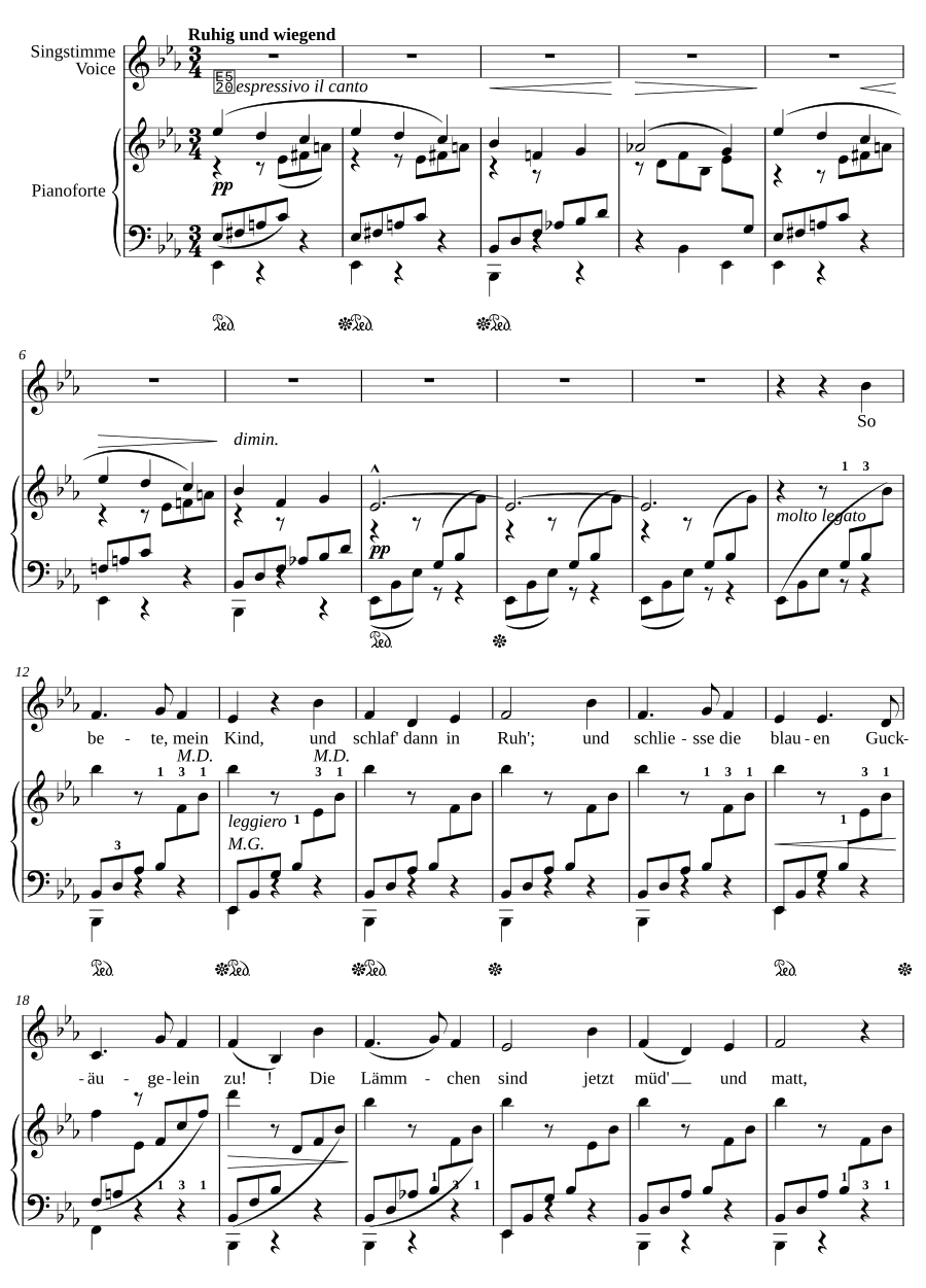 Колыбельная (Wiegenlied). 6 песен, соч. 26