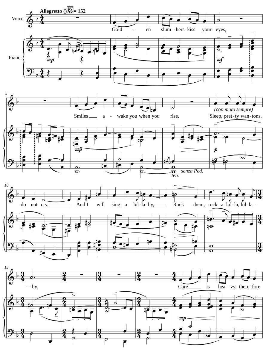Колыбельная (Lullaby). Песни