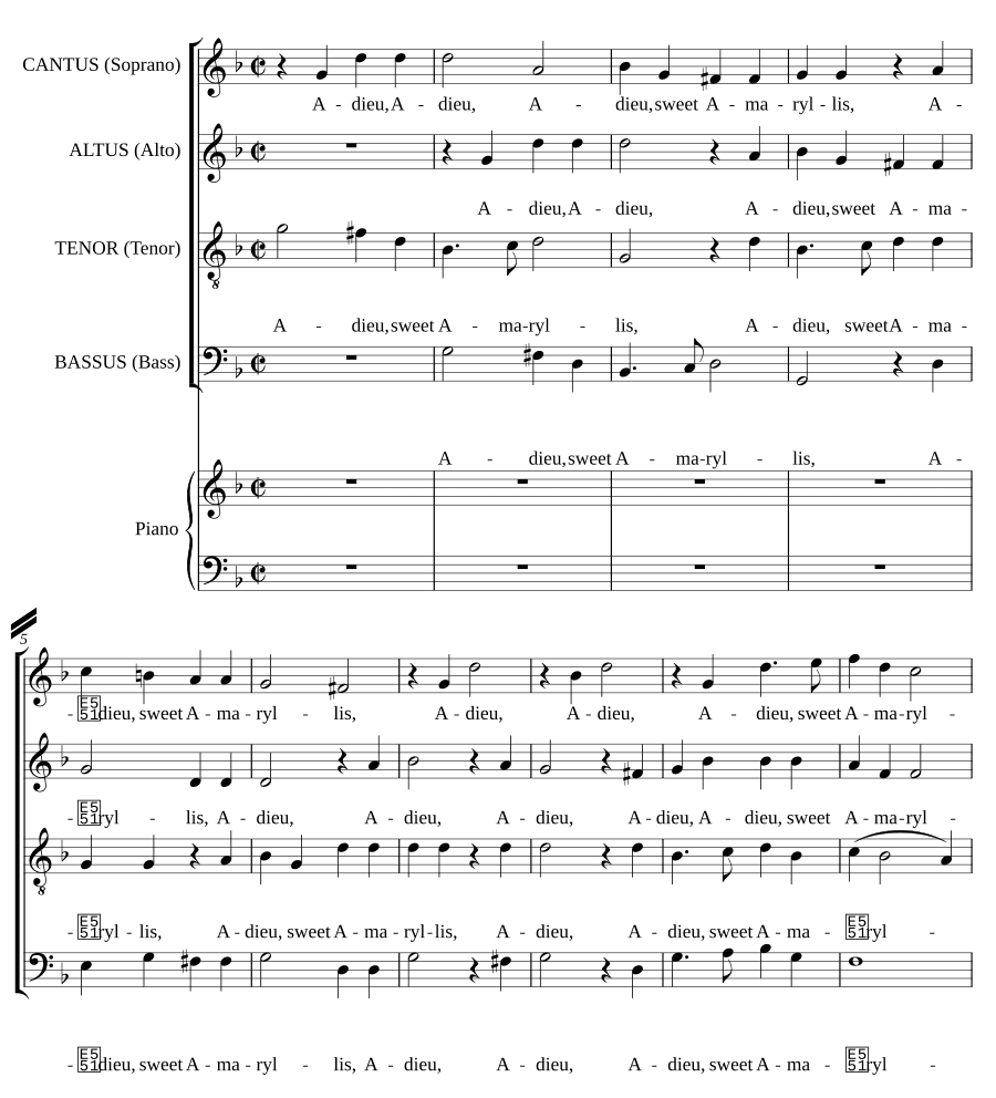 Прощай, милая Амариллис (Adieu, sweet Amaryllis)