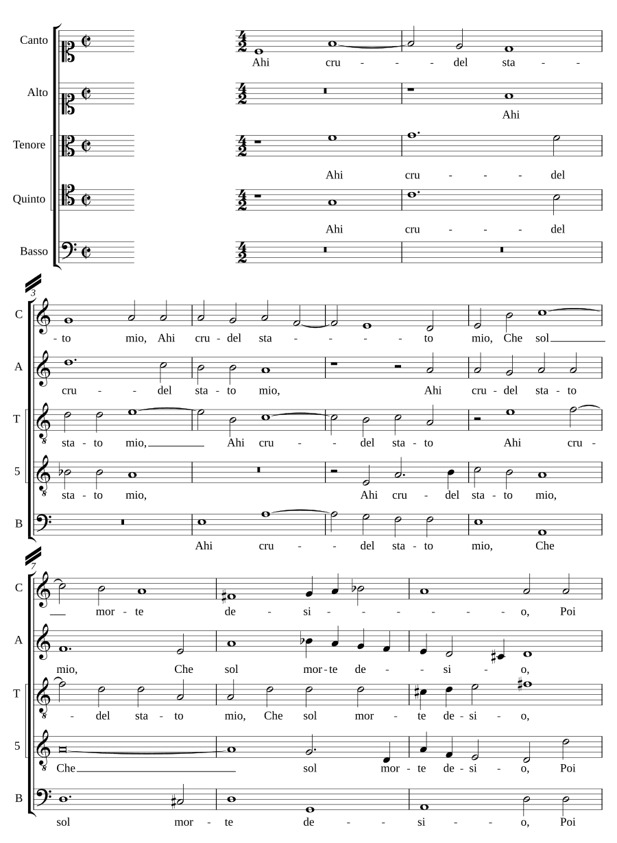Ах, жестокое мое состояние (Ahi crudel stato mio)