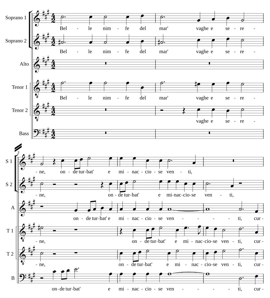 Прекрасные нимфы моря, прекрасные и спокойные (Belle nimfe del mar' vaghe e serene)