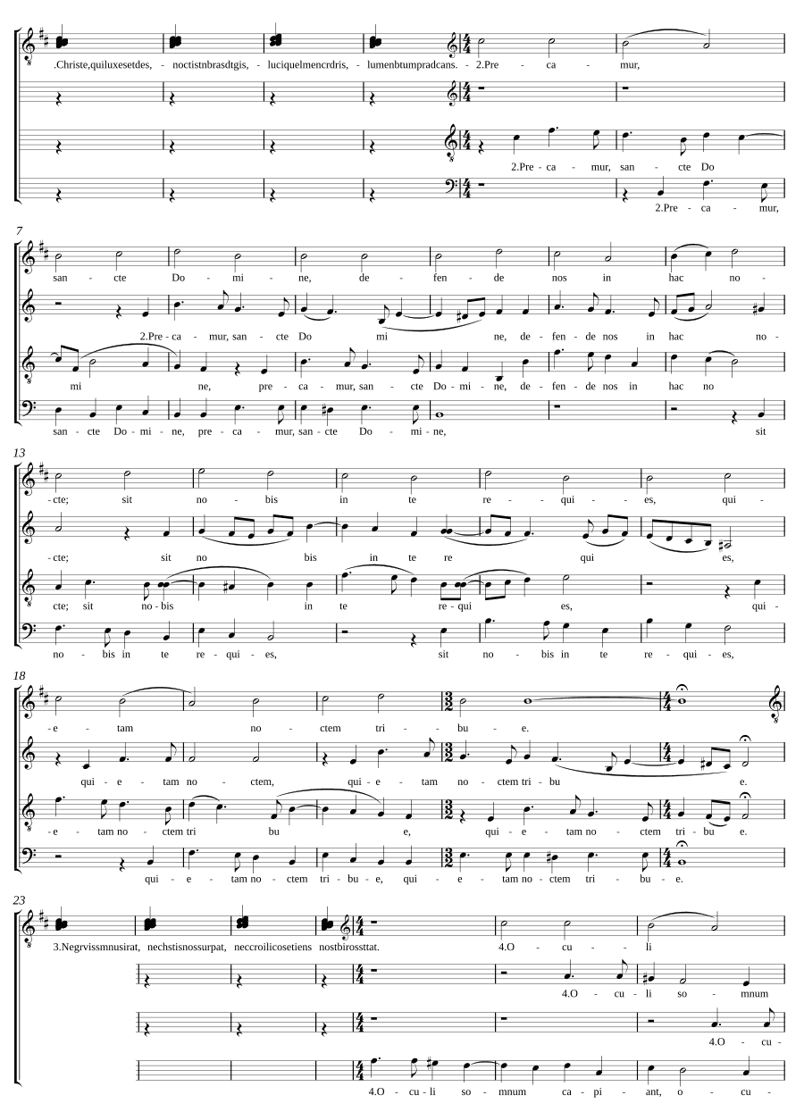 Христе, Ты свет и день (Christe qui lux es et dies a 4)