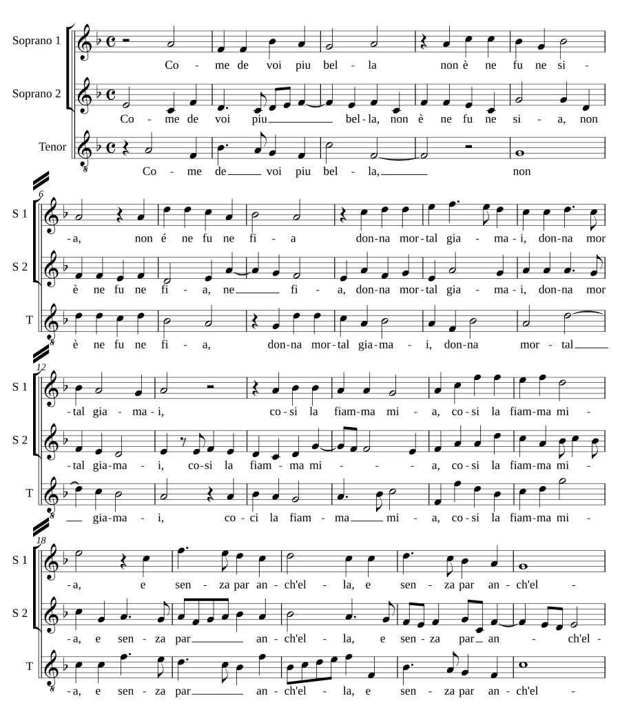 Пойдем, ты прекраснейшая (Come de voi piu bella). Джироламо Скотто