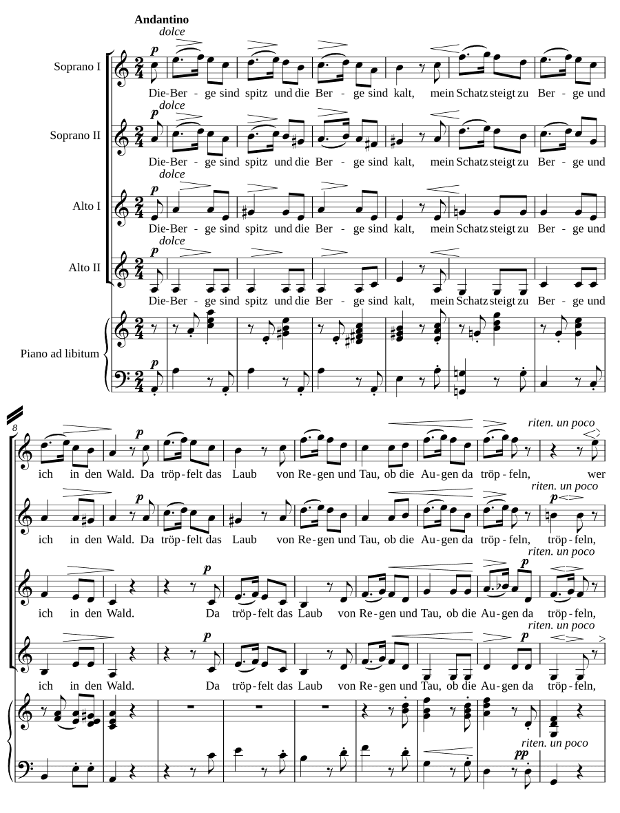 Горы остры, соч. 44, № 8 (Die Berge sind spitz, Op. 44, No. 8)