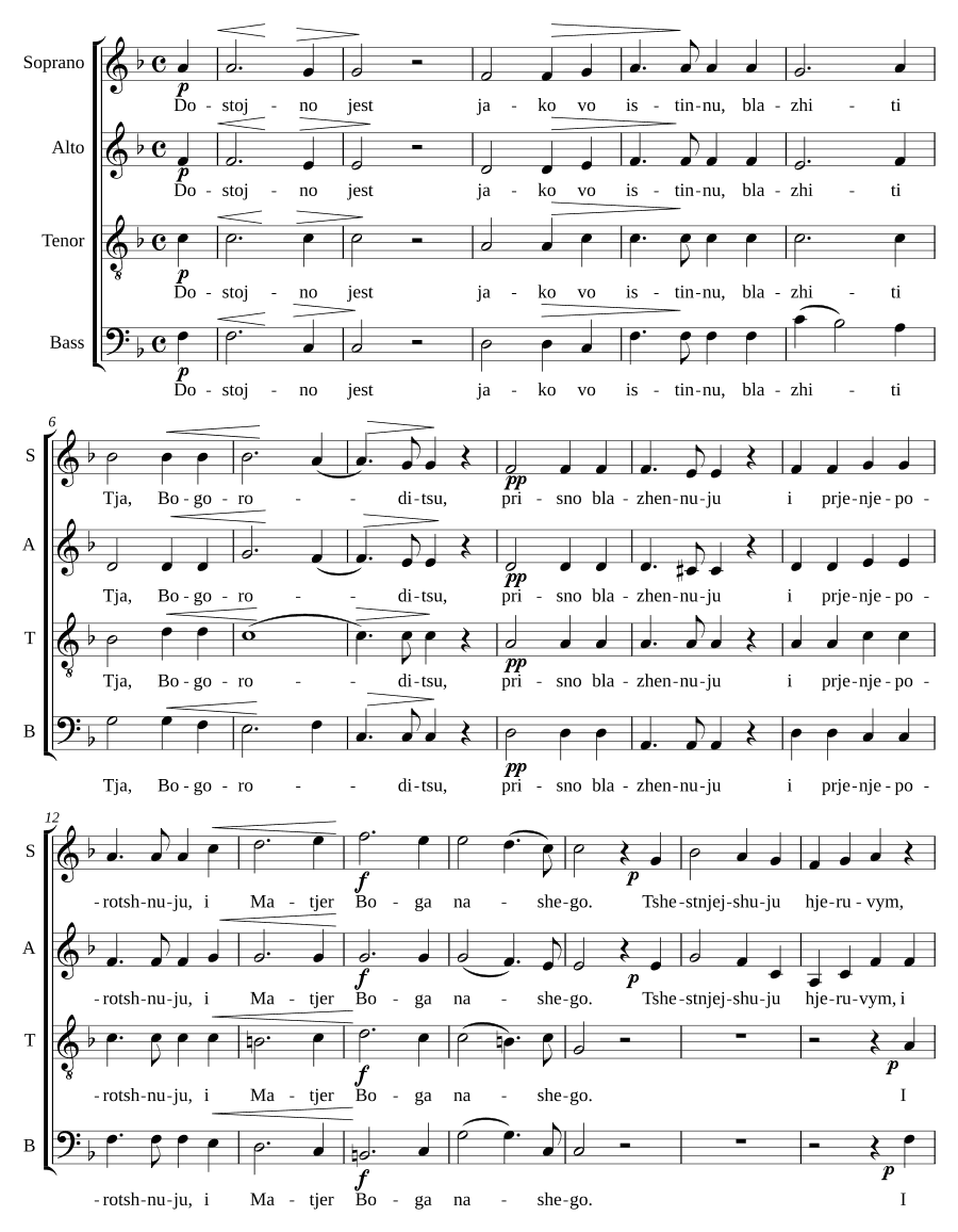 Достойно есть (Dostoyno yest, SATB)