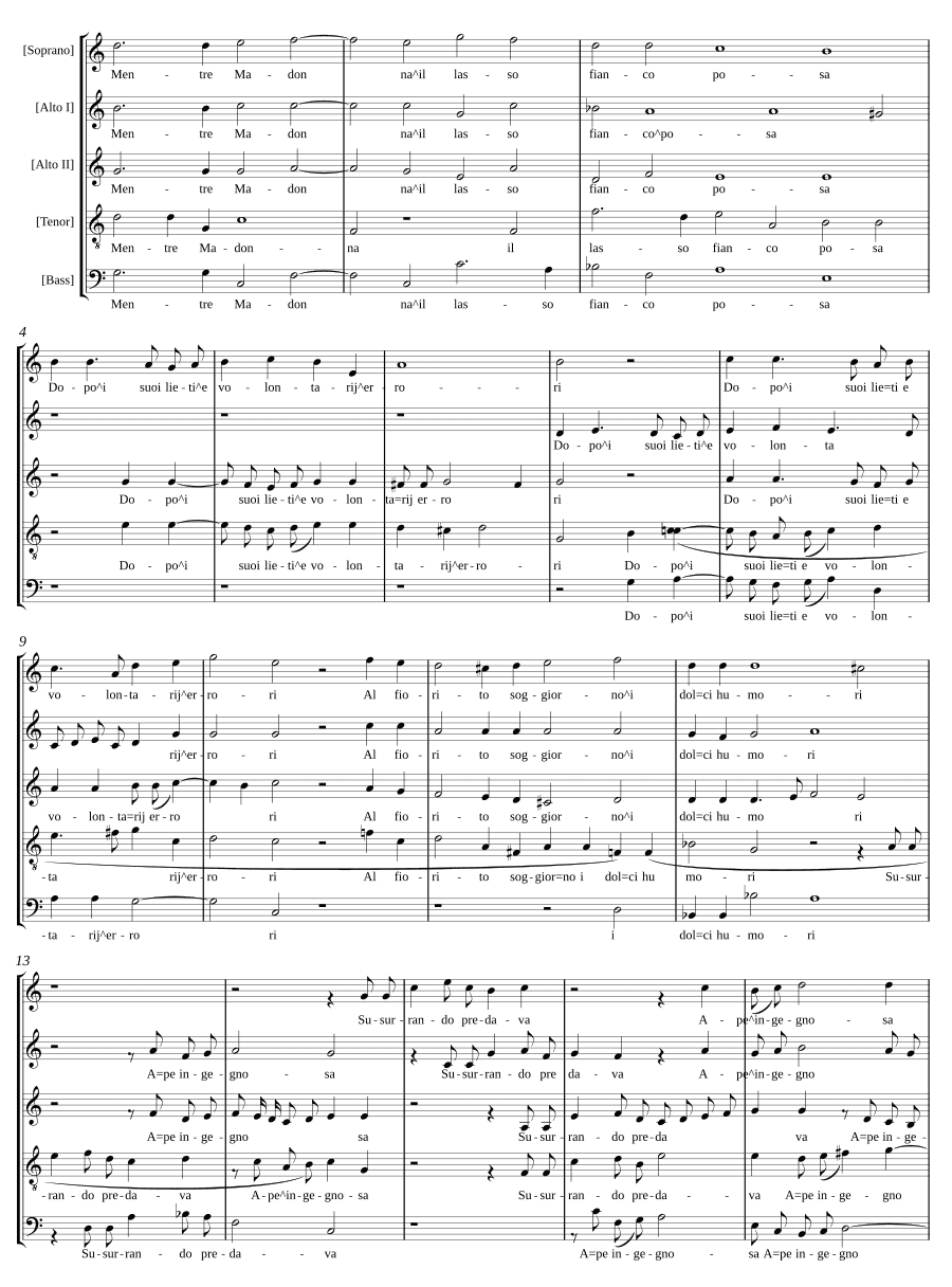 Пока госпожа покоится на усталом боку (Mentre madonna il lasso fianco posa)