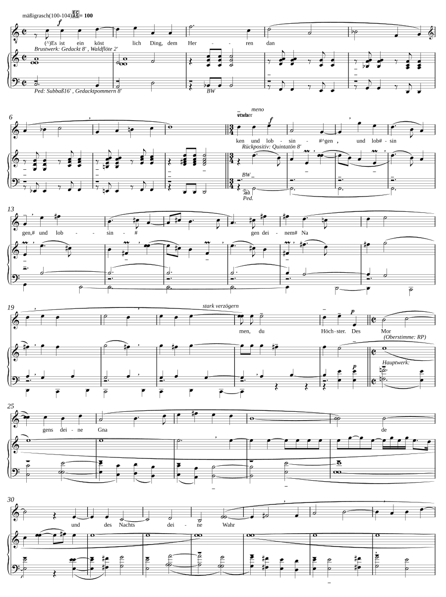 Прекрасно благодарить Господа (Es ist ein köstlich Ding, dem Herren danken)