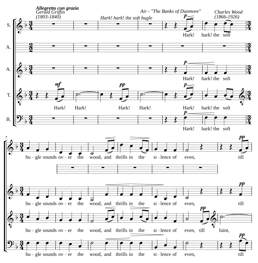 Слушай! Слушай! Мягкий звук рожка (Hark! hark! the soft bugle)