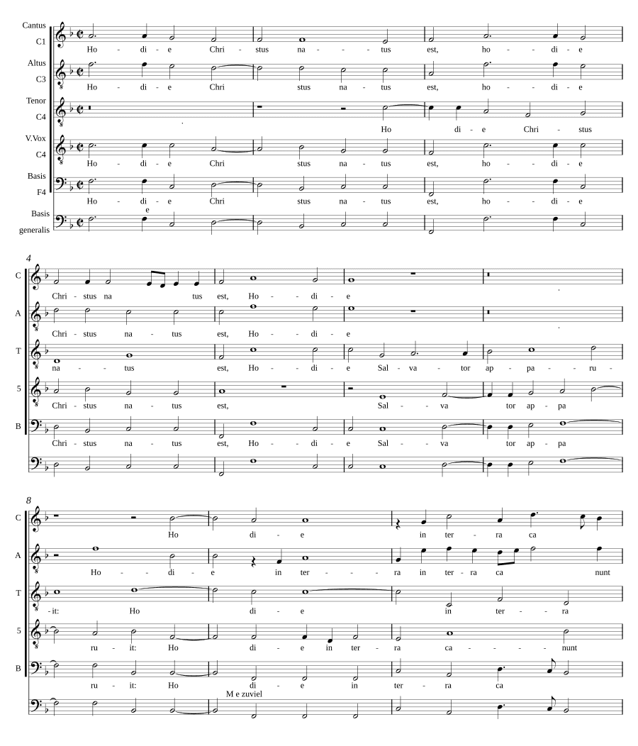 Рождество Христово (Hodie Christus natus est). Пять голосов