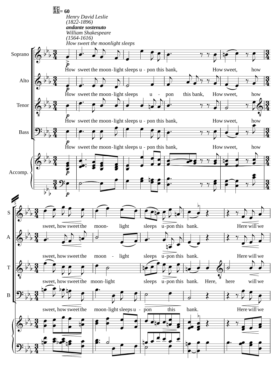 Как сладко лунный свет спит (How sweet the moonlight sleeps)