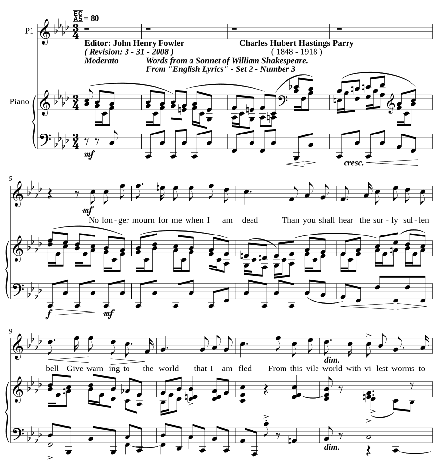 Не скорби обо мне больше (No longer mourn for me)