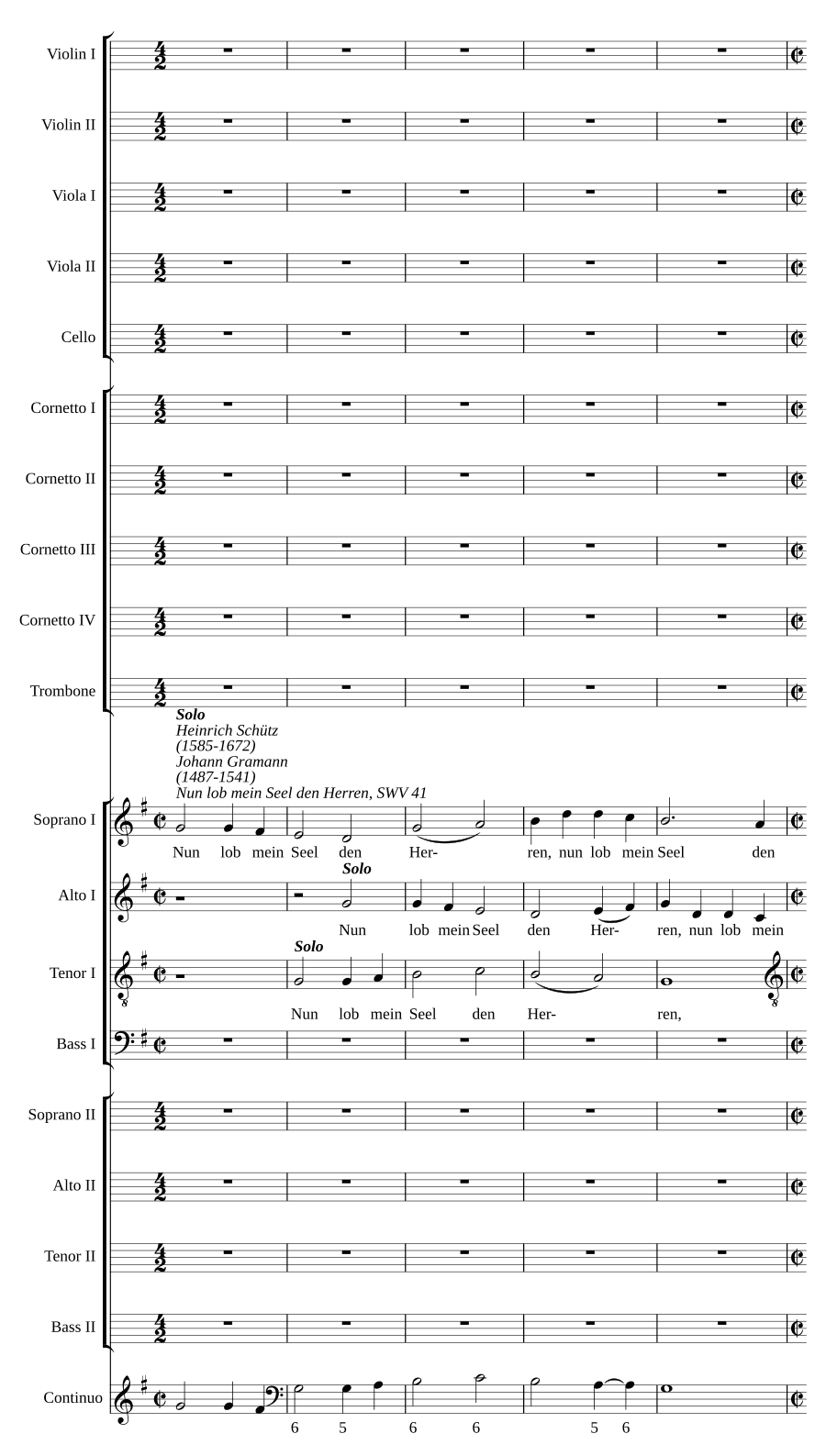 Хвали, душа моя, Господа (Nun lob, mein Seel, den Herren). Canzon, SWV 41. Вокал, скрипка, виолончель
