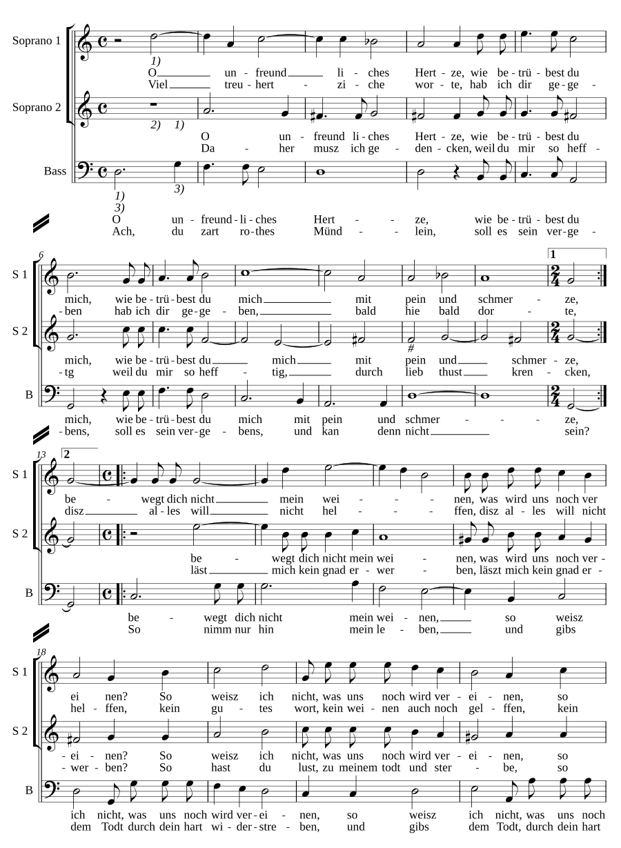 О, недружелюбное сердце (O unfreundliches Hertze)