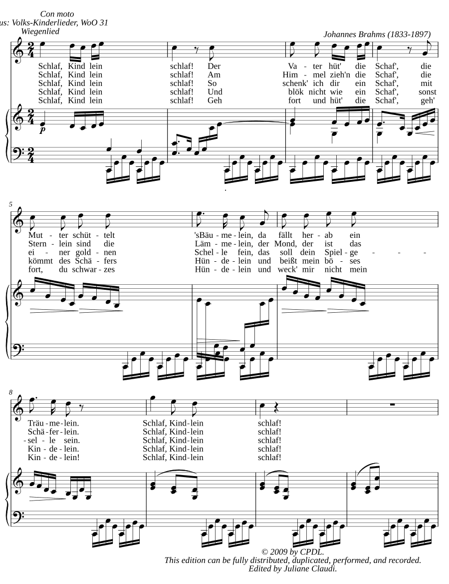 Колыбельная, WoO 31 № 11 (Wiegenlied, WoO 31, No. 11)