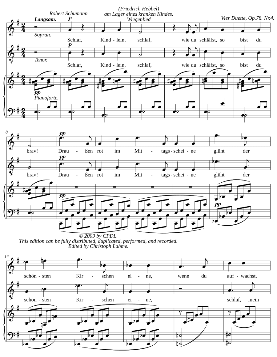 Колыбельная у постели больного ребенка, соч. 78, № 3 (Wiegenlied am Lager eines kranken Kindes, Op. 78, No. 3)